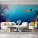 Papier peint sous-marin avec illustration colorée de poissons et coraux pour salon moderne