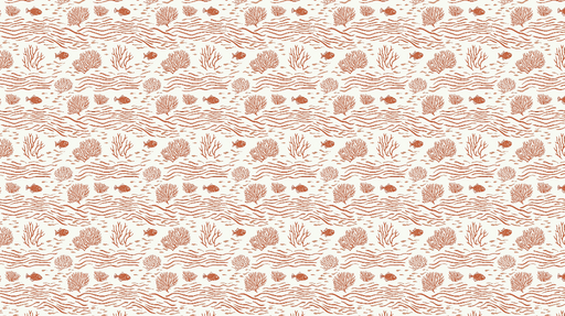 Papier peint sous-marin Motifs de poissons et coraux en nuances terracotta