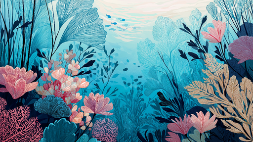 Papier peint sous-marin Plongée dans un océan de fleurs marines élégantes