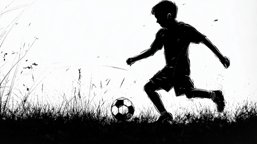 Papier peint sport Silhouette d'un enfant jouant au football