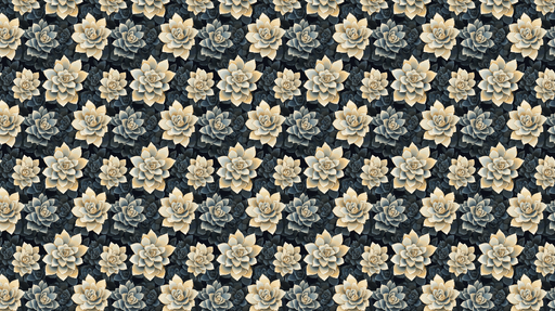 Papier peint succulent Motif de succulentes délicates sur fond sombre