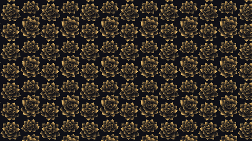 Papier peint succulentes dorées Motif de fleurs de suculettes dorées sur fond noir