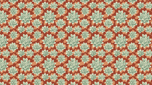Papier peint succulentes Motif de succulentes vertes sur fond rouge terre cuite