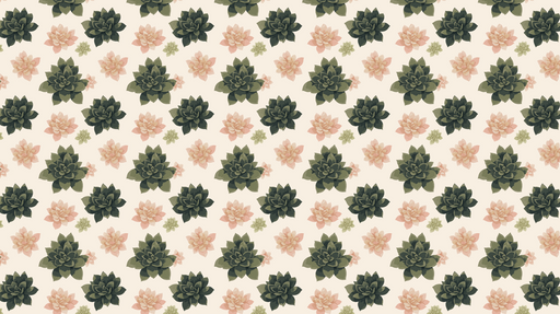 Papier peint succulentes Motifs de succulentes et fleurs délicates sur un fond clair