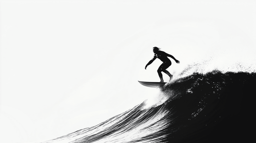 Papier peint surf Silhouette d'un surfeur sur une grande vague