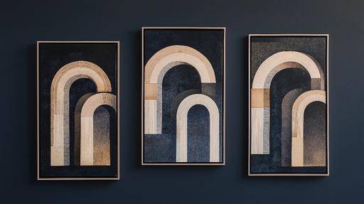 Papier peint tableau imitation Abstrait en arches aux tons naturels