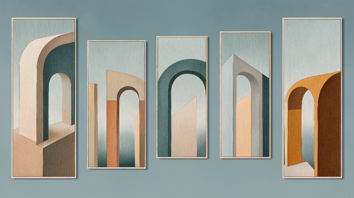 Papier peint tableau imitation Archi-abstrait aux nuances apaisantes