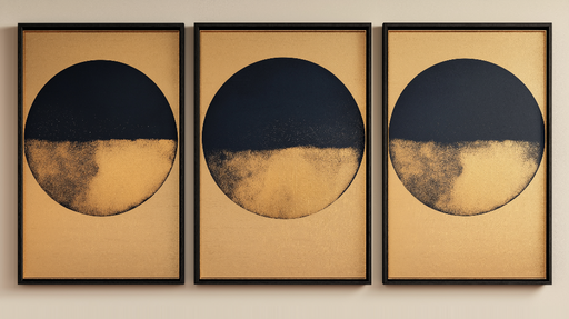 Papier peint tableau imitation Cercle abstrait en noir et or