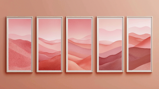 Papier peint tableau imitation Dégradés de roses et formes de collines douces