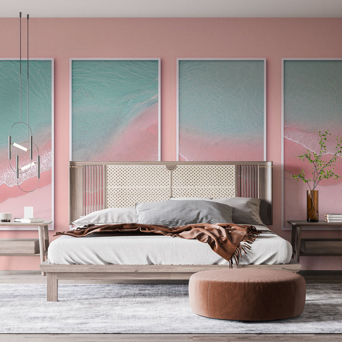 Papier peint tableau imitation | Douces vagues et plages roses