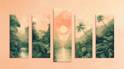 Papier peint tableau imitation Évasion tropicale au coucher de soleil