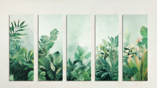 Papier peint tableau imitation Feuillage luxuriant sur fond doux