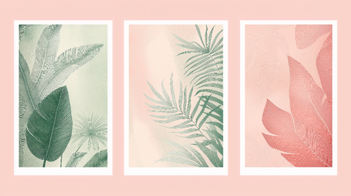 Papier peint tableau imitation Feuilles tropicales délicates sur fond pastel