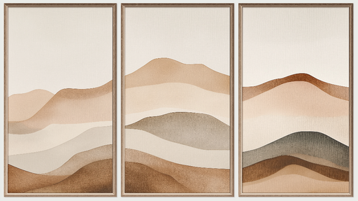 Papier peint tableau imitation Montagnes douces aux nuances de terre
