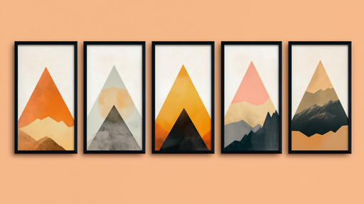 Papier peint tableau imitation montagnes Illustrations géométriques de paysages montagneux