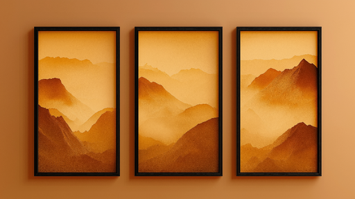 Papier peint tableau imitation montagnes Paysage montagneux aux teintes chaleureuses