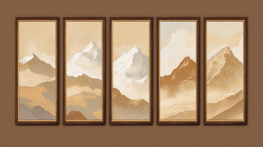 Papier peint tableau imitation montagnes Paysage montagneux dans des tons chauds