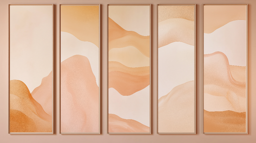 Papier peint tableau imitation Motifs abstraits en dégradés de pêche et beige