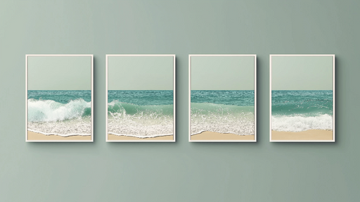 Papier peint tableau imitation océan Scene apaisante de vagues et de plage