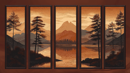 Papier peint tableau imitation Paysage montagnard aux teintes chaudes