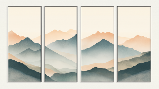 Papier peint tableau imitation paysage montagneux Dégradés doux et harmonieux de bleu et d'orange