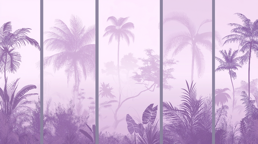 Papier peint tableau imitation Paysage tropical en nuances de violet