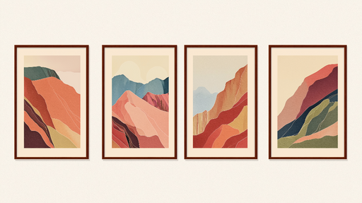 Papier peint tableau imitation Paysages abstraits aux montagnes colorées