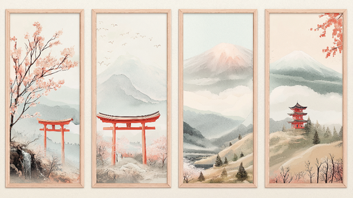 Papier peint tableau imitation Paysages japonais empreints de sérénité et d'harmonie