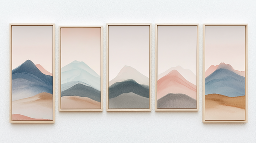 Papier peint tableau imitation Paysages montagneux aux douces teintes pastel