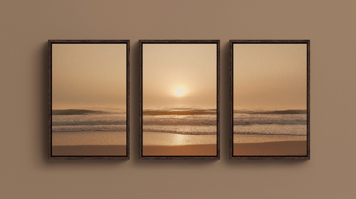 Papier peint tableau imitation plage Scènes apaisantes de coucher de soleil sur l'océan