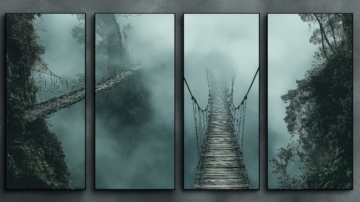 Papier peint tableau imitation Sentier suspendu dans un brouillard mystique