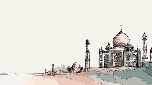 Papier peint Taj Mahal Illustration délicate du célèbre mausolée indien