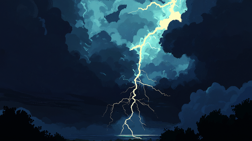 Papier peint tempête Éclairs brillants au milieu des nuages sombres