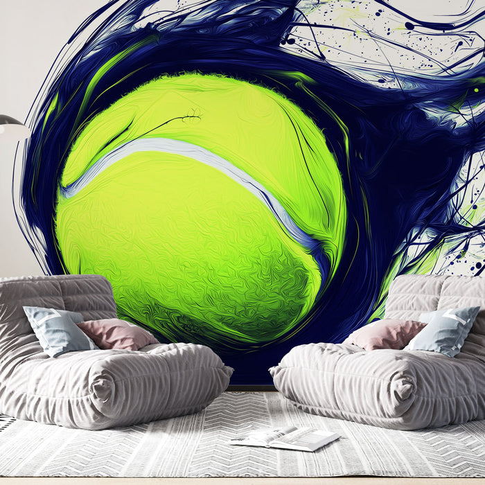 Papier peint tennis | Ballon de tennis dynamique sur fond abstrait