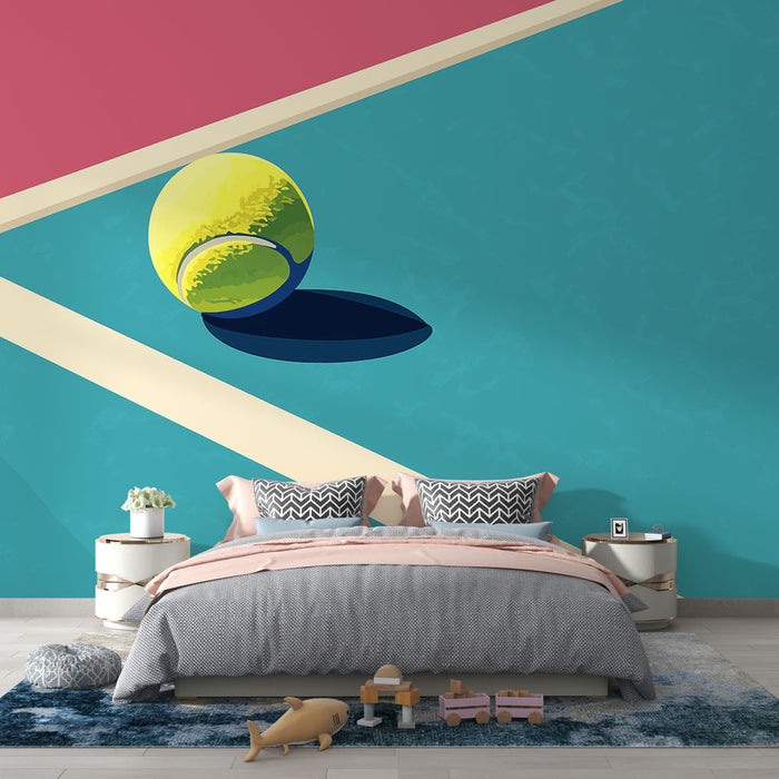 Papier peint tennis | Ballon de tennis sur un court coloré