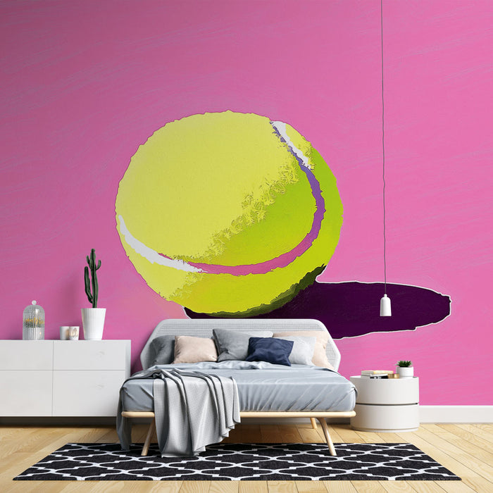 Papier peint tennis | Boule de tennis sur fond rose