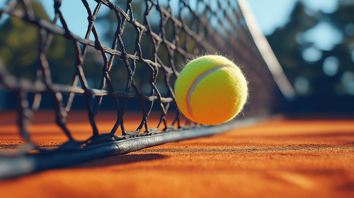 Papier peint tennis Papier peint balle de tennis sur un court en terre battue