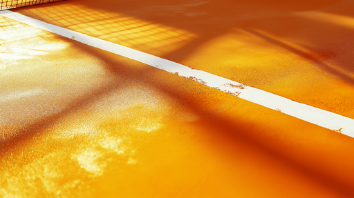 Papier peint tennis Surface de tennis orange avec marquage blanc