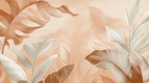 Papier peint terracotta Feuilles délicates et nuances douces