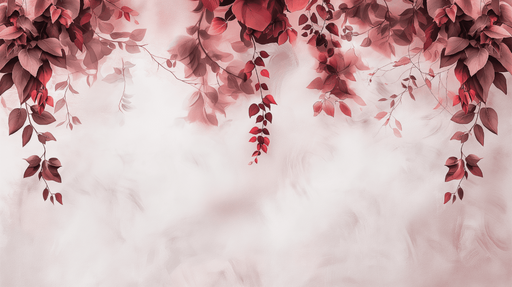 Papier peint tete de lit feuilles et mystere bordeaux