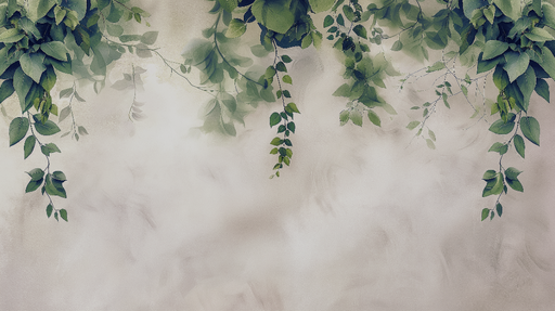 Papier peint tête de lit Feuilles et mystère marron