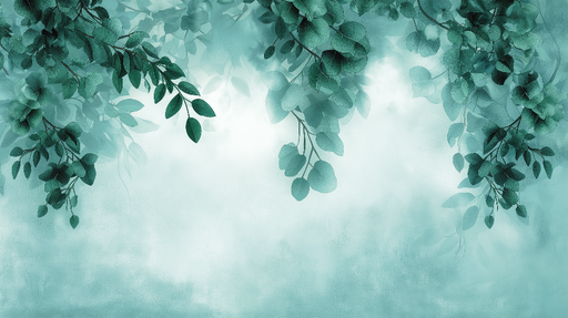 Papier peint tete de lit verdure et brume vert d eau