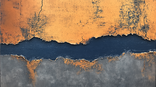 Papier peint texture béton Motif géométrique aux nuances orange et bleu