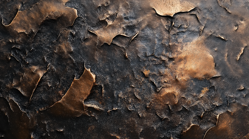 Papier peint texture métal Aspect vieilli avec nuances de noir et bronze