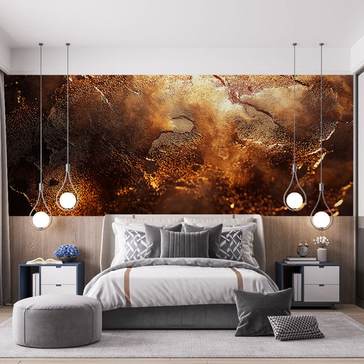 Papier peint texturé métallique doré avec nuances brillantes pour chambre moderne et élégante