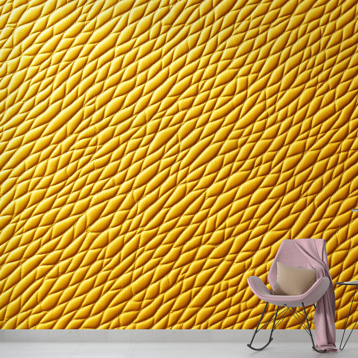 Papier peint jaune vibrant avec motif en relief pour décoration murale moderne