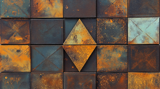 Papier peint textures métalliques Motifs géométriques en métal rouillé et oxydé