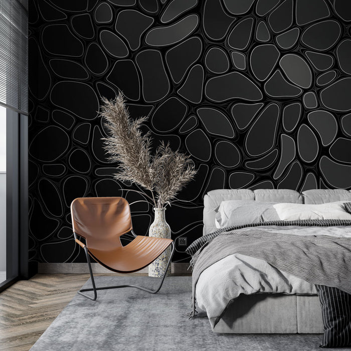 Papier peint textures noires | Motif abstrait en relief