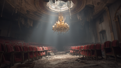 Papier peint théâtre vintage Ambiance mystérieuse d'un auditorium abandonné