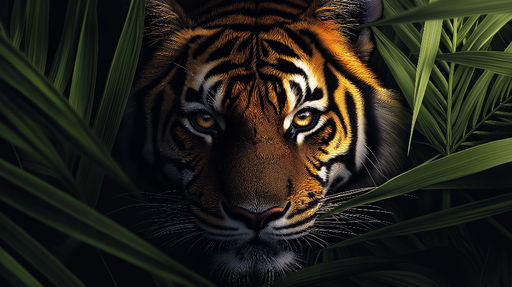 Papier peint tigre Cache dans la jungle